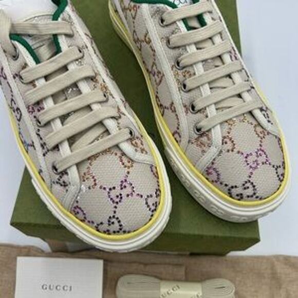 Women's Gucci tennis 1977 low top sneakers in canvas with multicolor crystals 40 - Picture 10 of 12